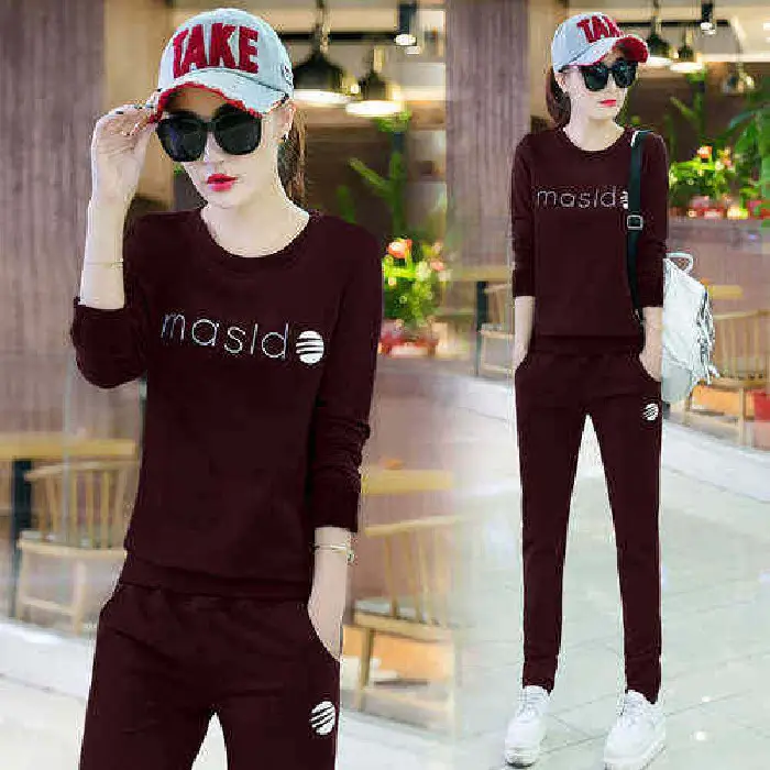Women Printed Sweatshirt Set White Black Long Sleeve - Image 5