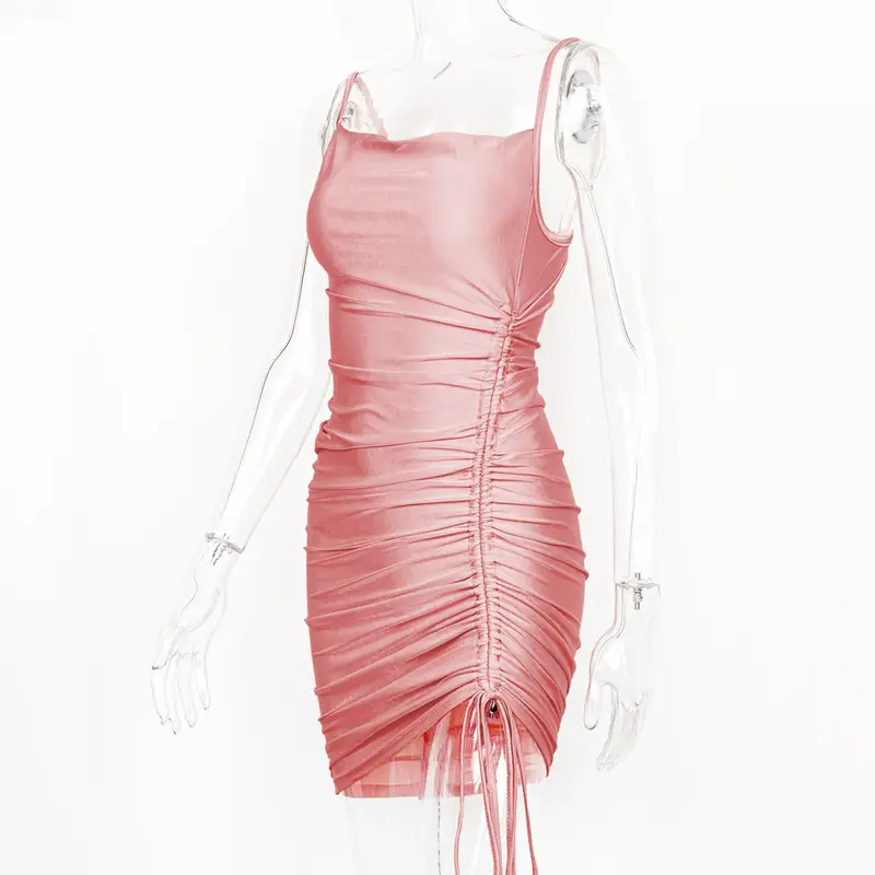 Women's Pink Drawstring Hip Skirt Dress 2025 — feature 18