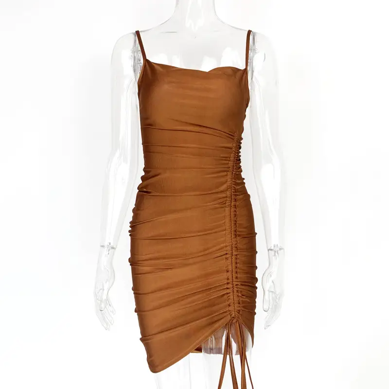 Women's Pink Drawstring Hip Skirt Dress 2025 - Image 3
