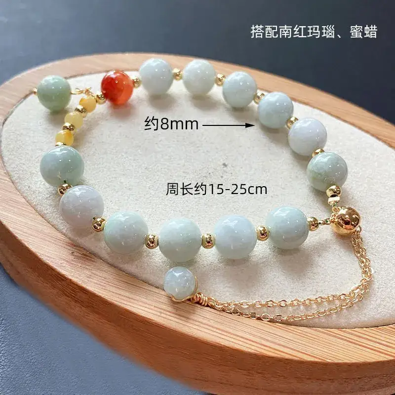 Jingyao Myanmar Jade Bracelet with Beeswax Red & Yellow