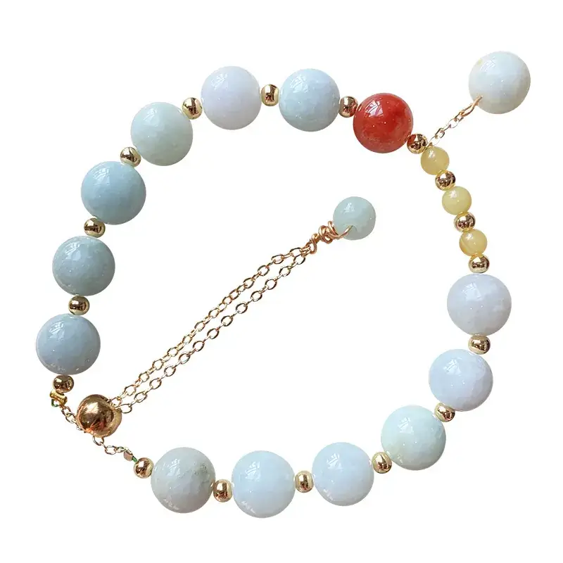 Jingyao Myanmar Jade Bracelet with Beeswax Red & Yellow