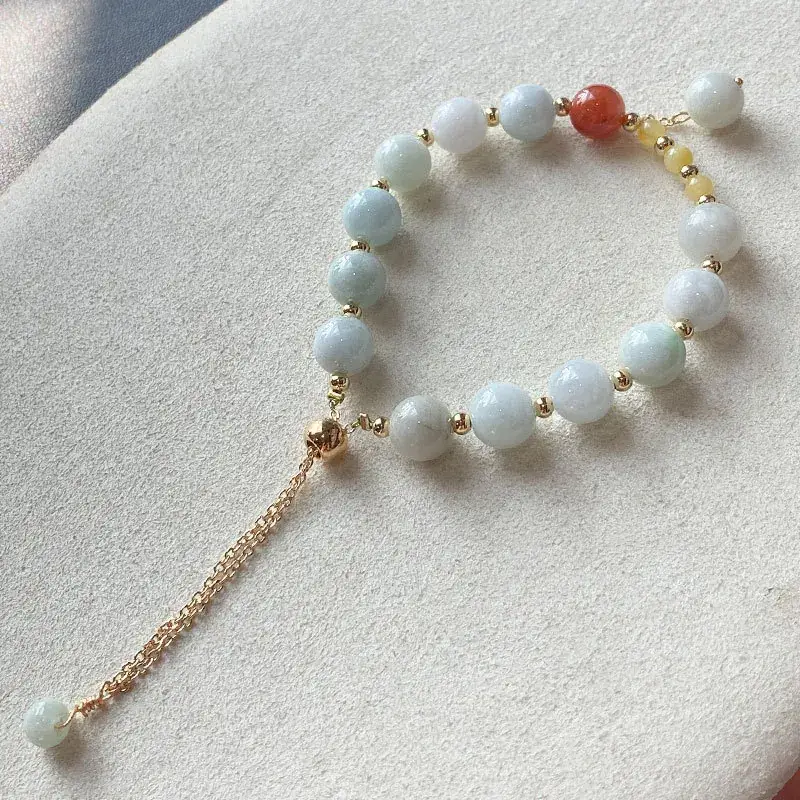 Jingyao Myanmar Jade Bracelet with Beeswax Red & Yellow — feature 10