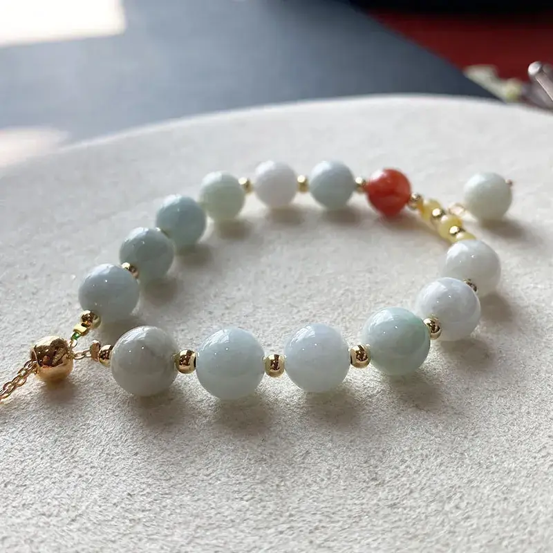 Jingyao Myanmar Jade Bracelet with Beeswax Red & Yellow — feature 11