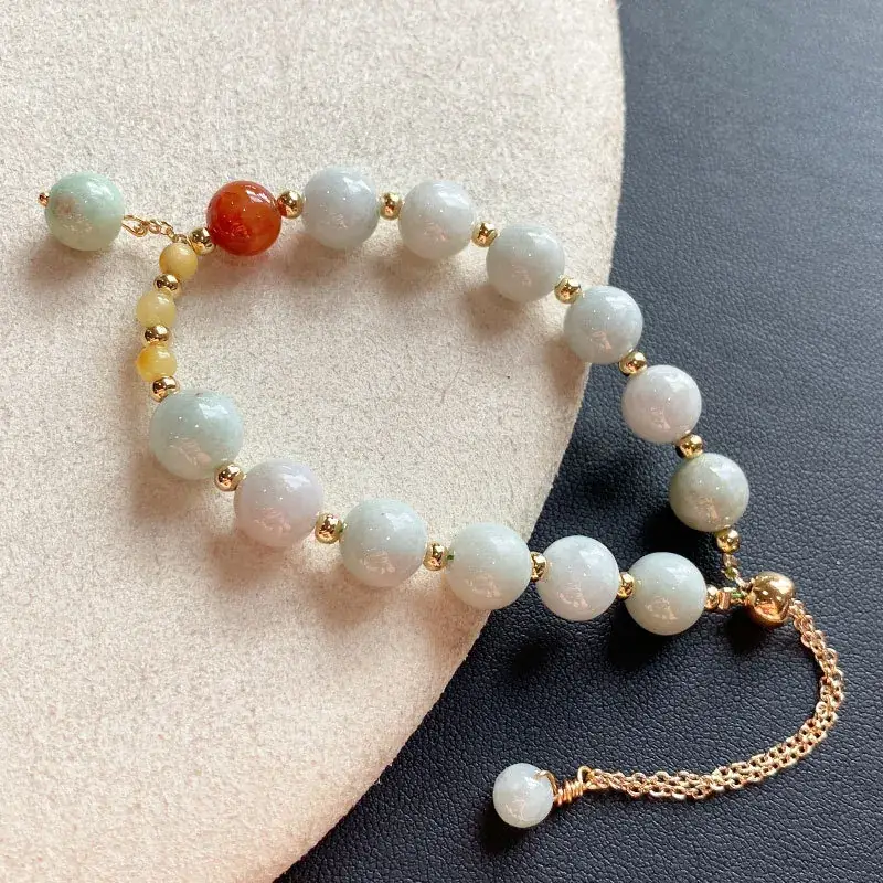 Jingyao Myanmar Jade Bracelet with Beeswax Red & Yellow — feature 13