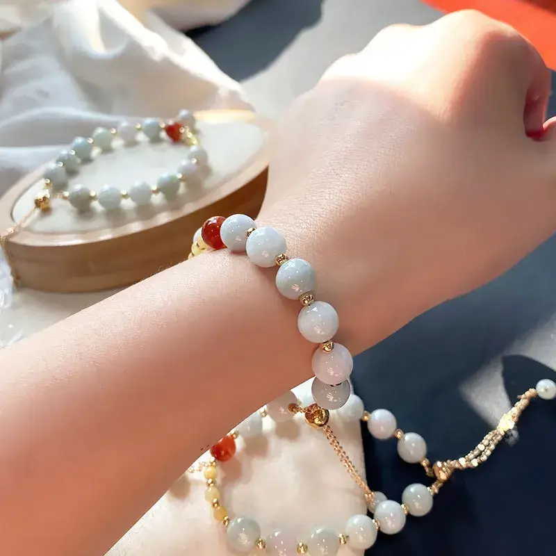 Jingyao Myanmar Jade Bracelet with Beeswax Red & Yellow — feature 9
