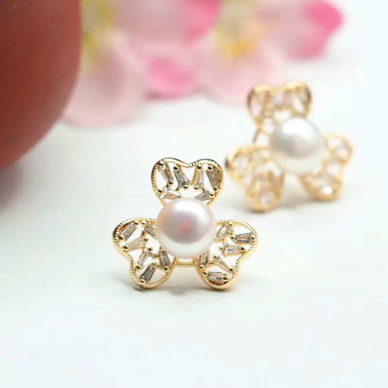 Guan Yu Heart Clover Pearl Earrings Gold Plated S925 — feature 7