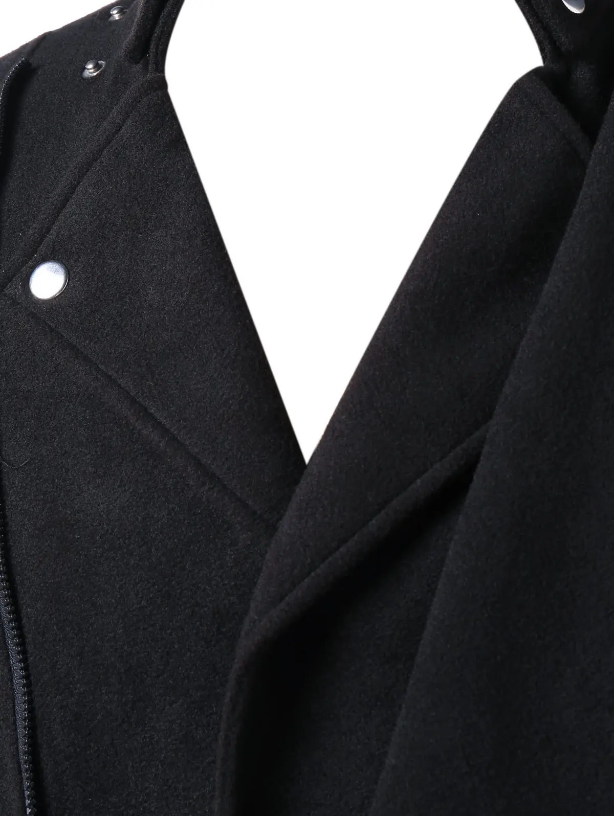 Men's Black Oblique Zipper Jacket with Card Collar — feature 5
