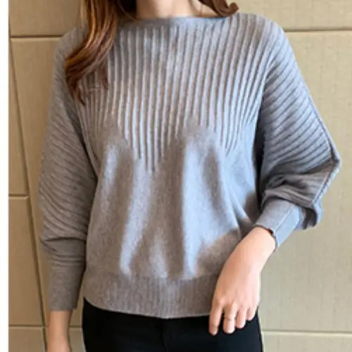 Women's Long Sleeve Knitted Sweater White Loose Lazy Style - Image 4