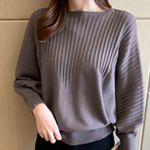 Women's Long Sleeve Knitted Sweater White Loose Lazy Style - Image 8