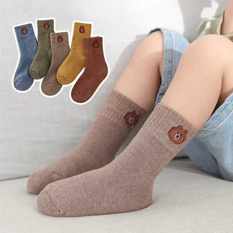 Children's Winter Cotton Daisy Socks 5 Pair Warm Baby Socks