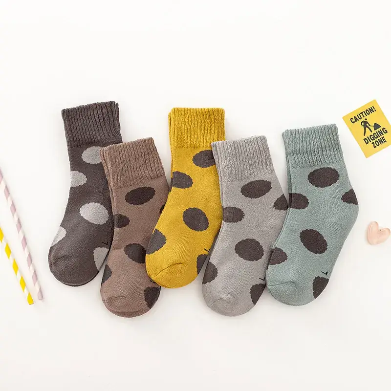 Children's Winter Cotton Daisy Socks 5 Pair Warm Baby Socks