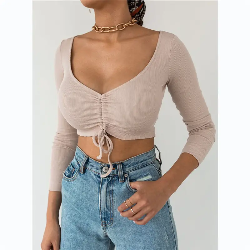 Women's Black Knitted V-Neck Top with Long Sleeves & Mini Skirt - Image 6