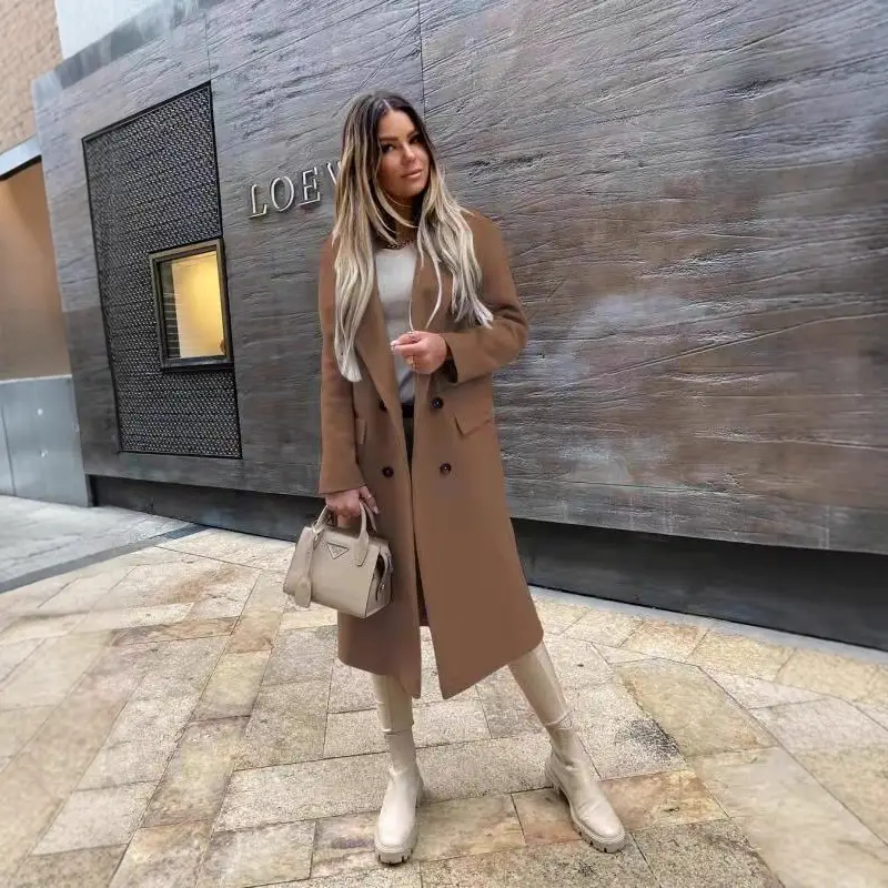 2021 Women's Black Long Sleeve Coat with Collar - Image 7
