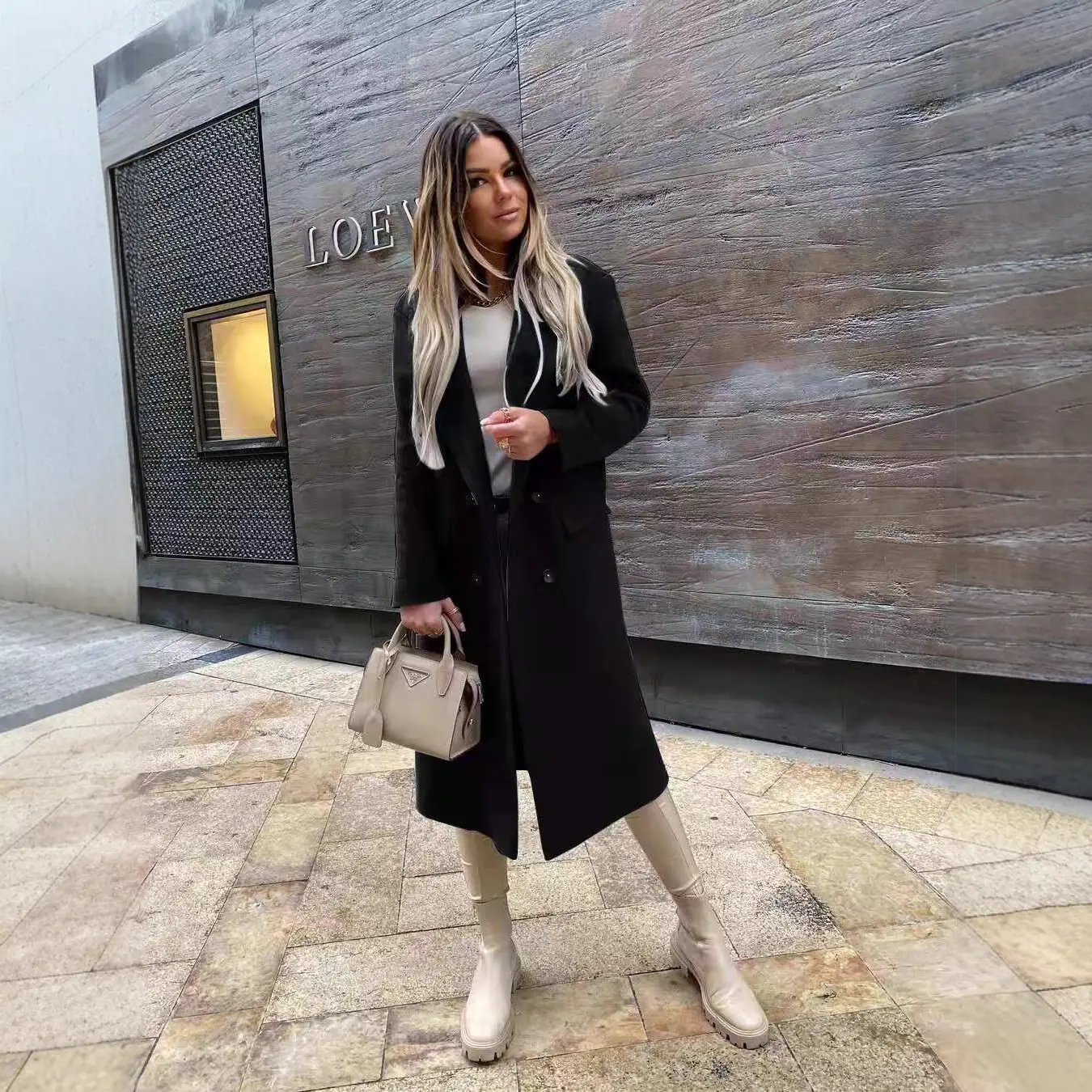 2021 Women's Black Long Sleeve Coat with Collar - Image 9