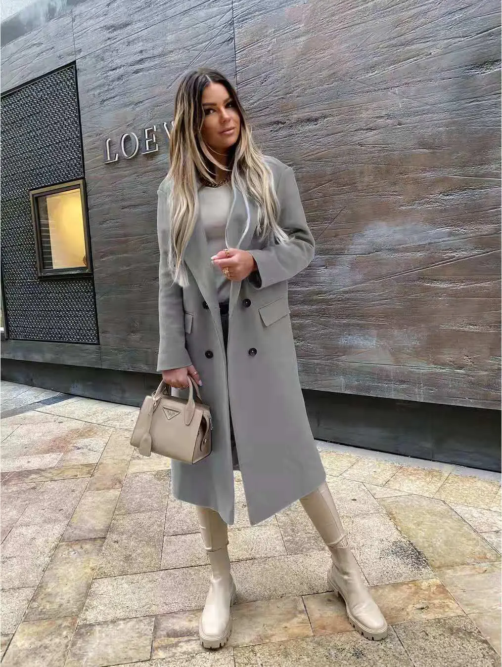 2021 Women's Black Long Sleeve Coat with Collar - Image 3