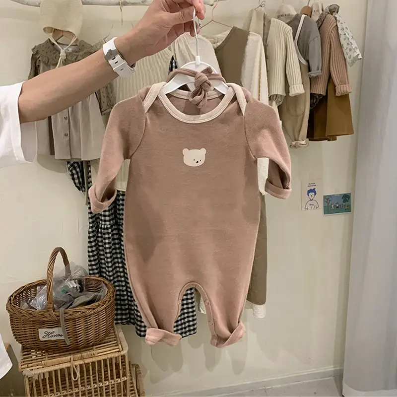 Pink Korean Style Baby Long Sleeve Jumpsuit for Newborn - Image 3
