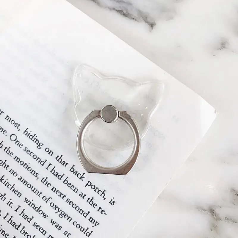 Transparent Crystal Ring Buckle Holder with Mobile Phone Stand