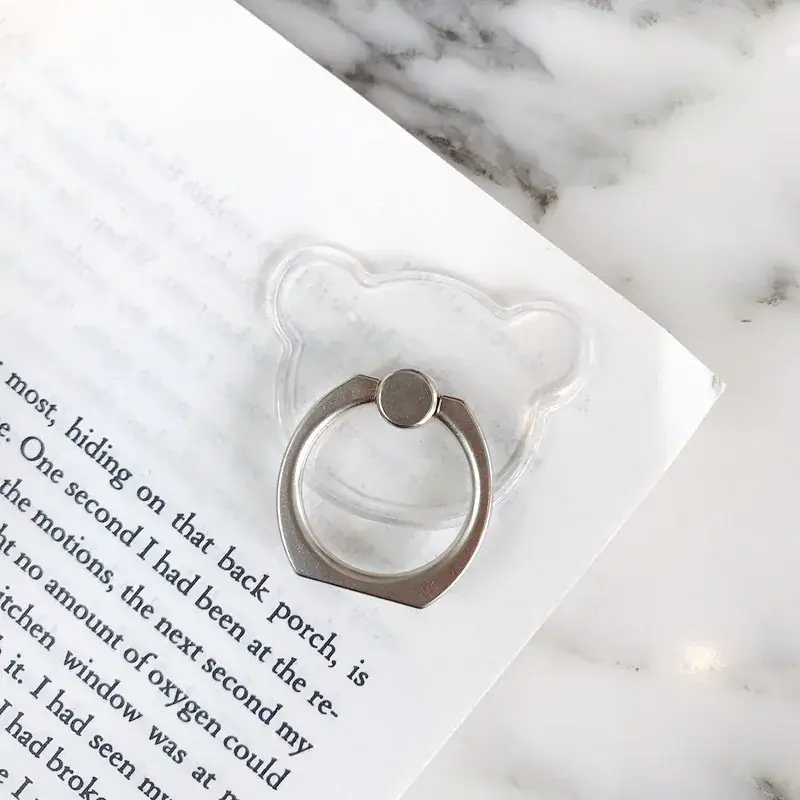 Transparent Crystal Ring Buckle Holder with Mobile Phone Stand