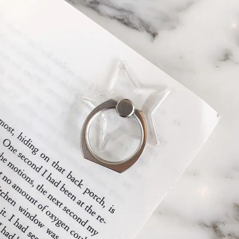Transparent Crystal Ring Buckle Holder with Mobile Phone Stand