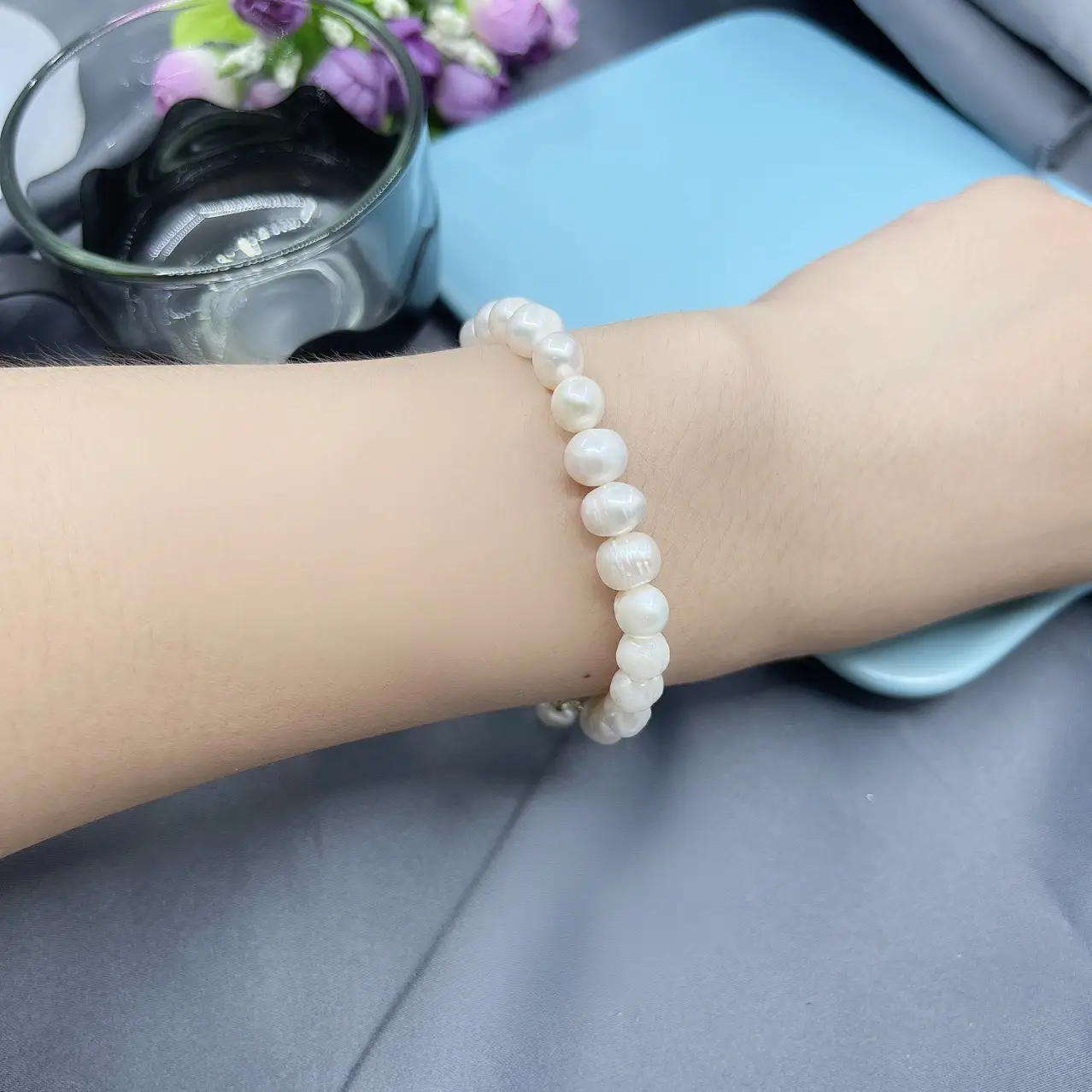 Natural Pearl Bracelet for Women 6-7mm Gold Light — feature 8