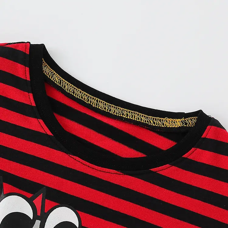 Kids Red Striped One Piece T-Shirt Long Sleeve Cotton - Image 21