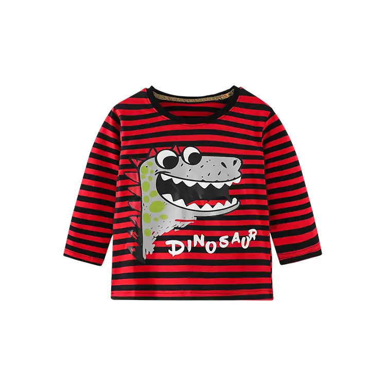 Kids Red Striped One Piece T-Shirt Long Sleeve Cotton - Image 23