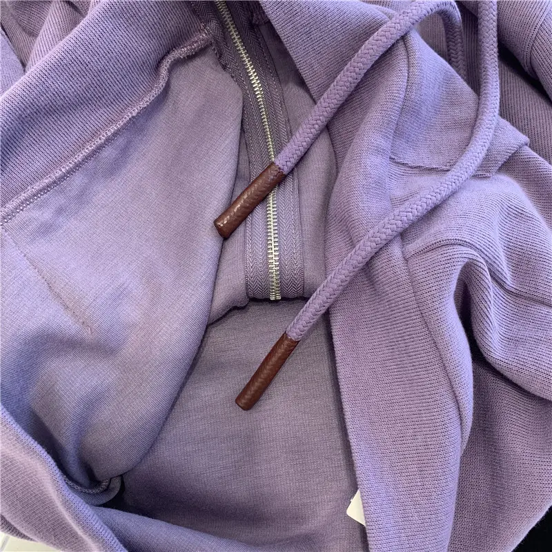 Women's Purple Hooded Zipper Sweatshirt 2025 Winter - Image 6