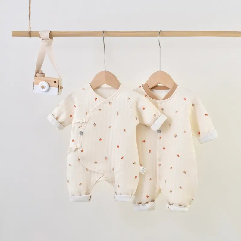 Newborn Cotton Long Sleeve Baby Suit Cream