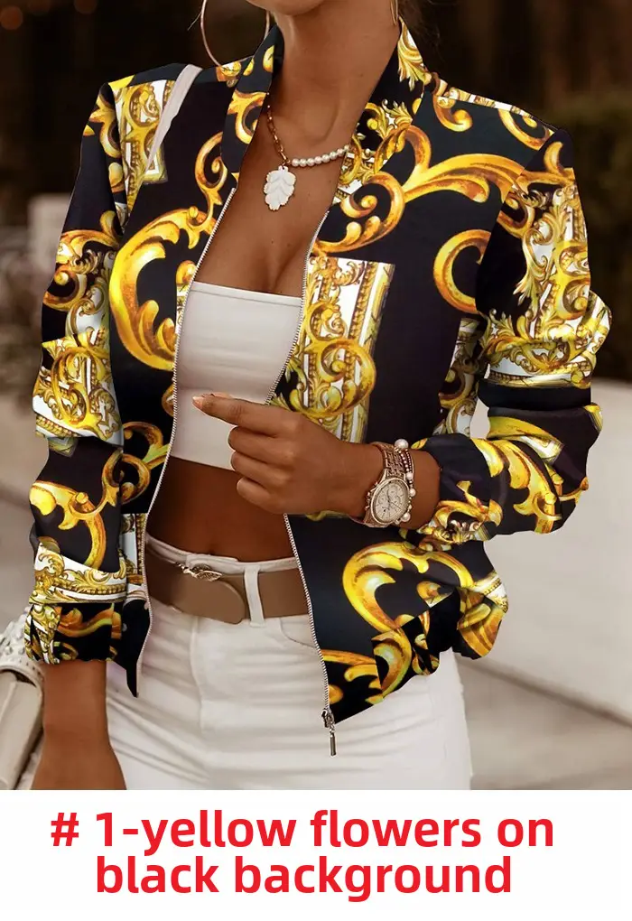 2024 Khaki Plaid Long Sleeve Zipper Jacket