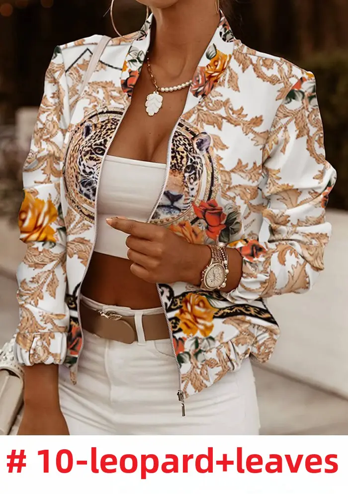 2024 Khaki Plaid Long Sleeve Zipper Jacket