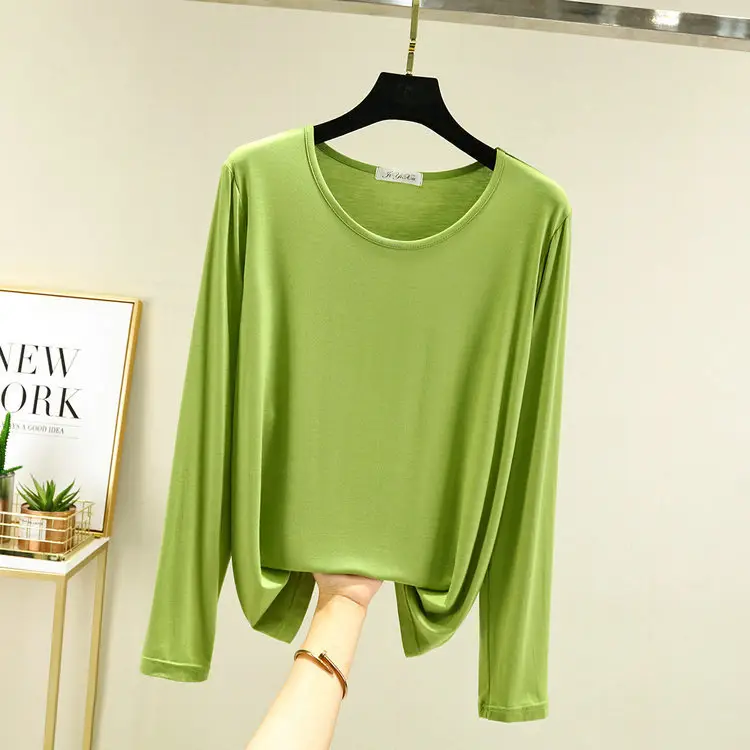 Women Green Modal Cotton Long Sleeve T-Shirt - Image 16