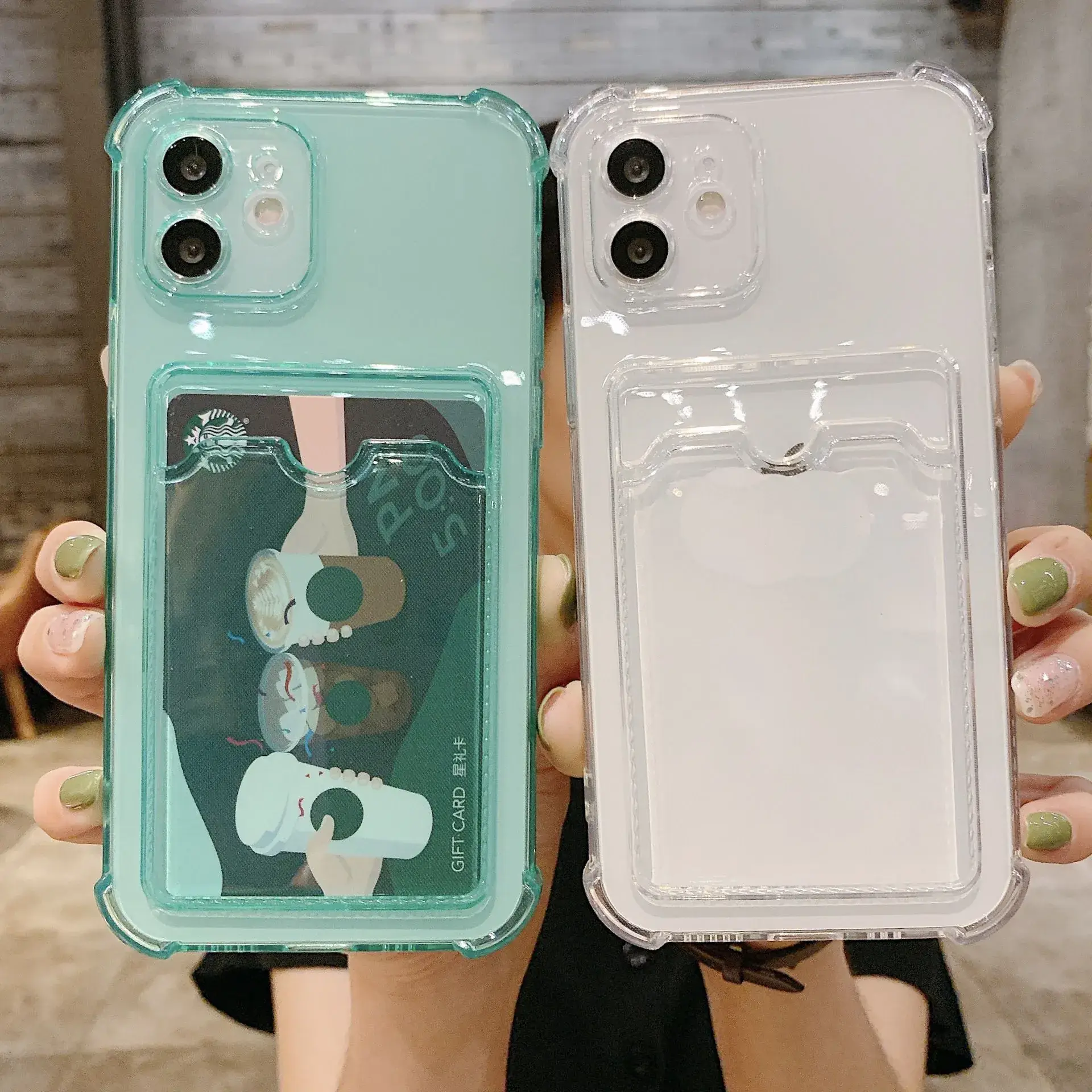 iPhone 17 Pro Max Tpu Card Holder Case Clear Gold Star Design