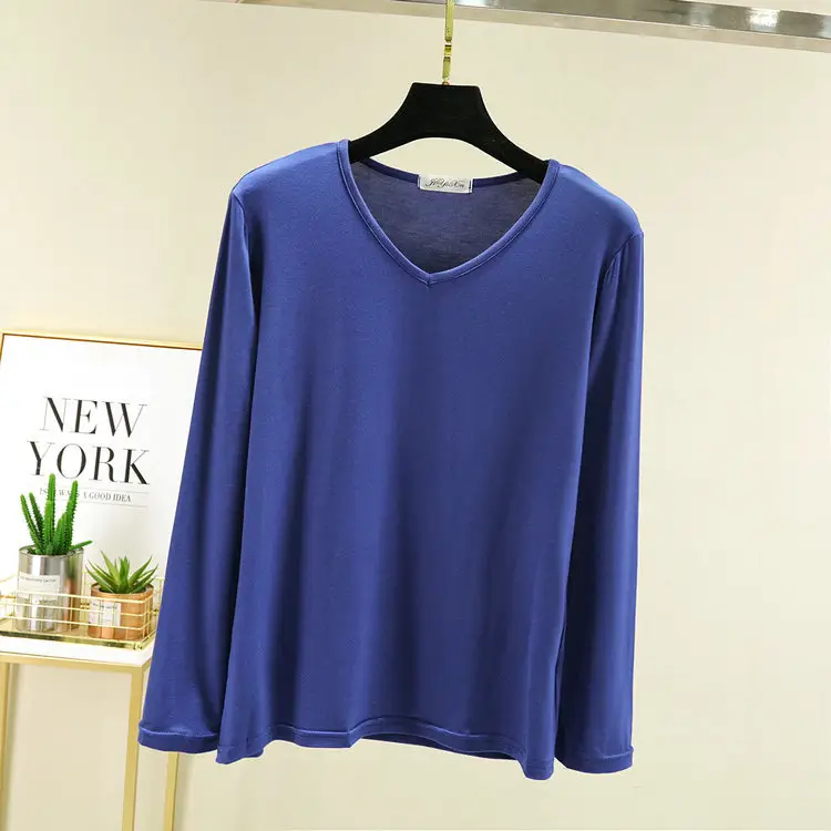 Black V-Neck Long Sleeve T-Shirt for Women - Image 11