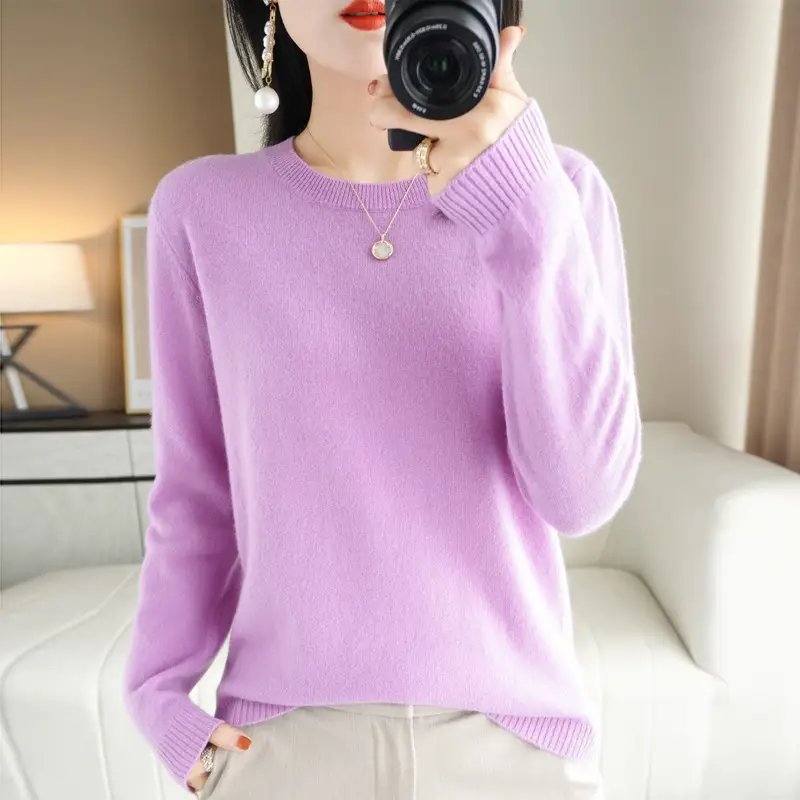 Women's Yellow Round Neck Sweater Large Size - Image 15