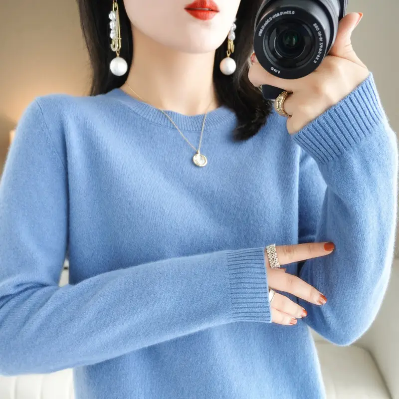 Women's Yellow Round Neck Sweater Large Size - Image 10