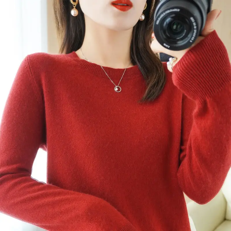 Women's Yellow Round Neck Sweater Large Size - Image 12