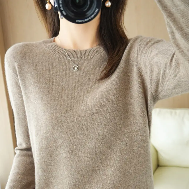 Women's Yellow Round Neck Sweater Large Size - Image 5