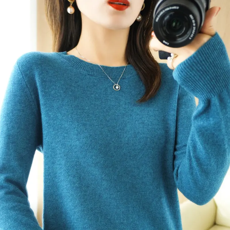Women's Yellow Round Neck Sweater Large Size - Image 6