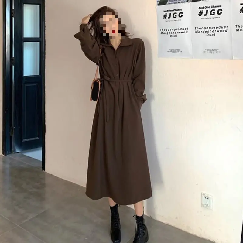 Women Long Sleeve Tie Belt Coat Black Fat Size