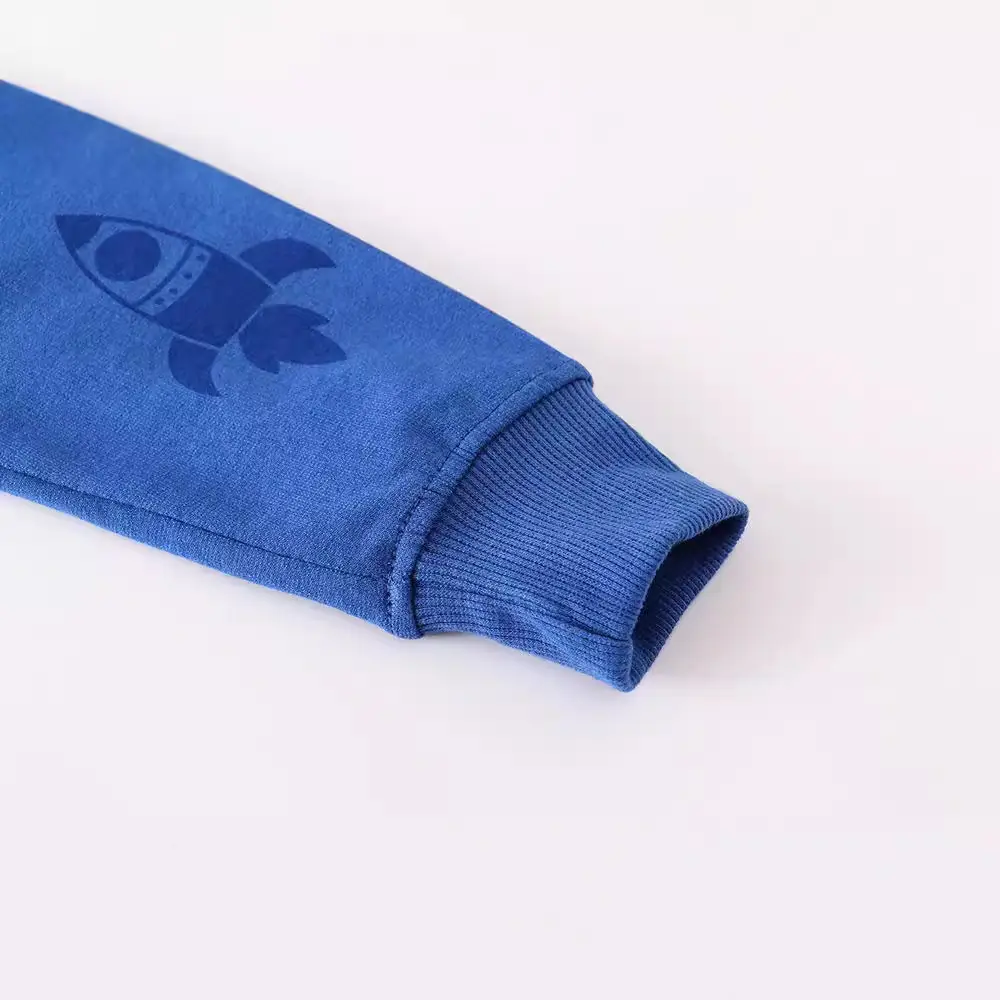 Blue Rocket Print Boys Long Sleeve Sweater Top - Image 3