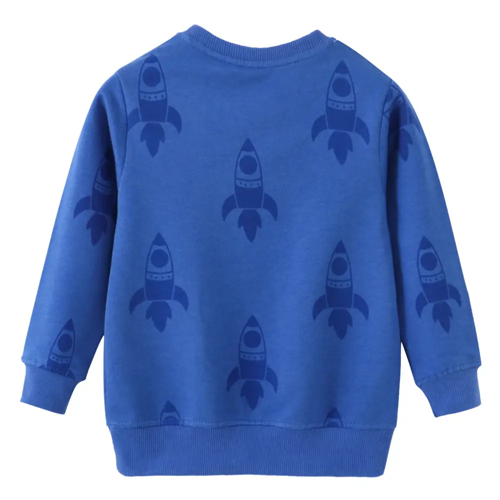 Blue Rocket Print Boys Long Sleeve Sweater Top - Image 5