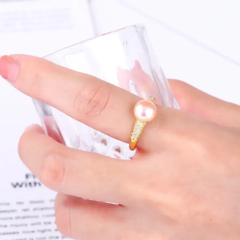 Japanese Pearl Ring with Micro-Inlay Design