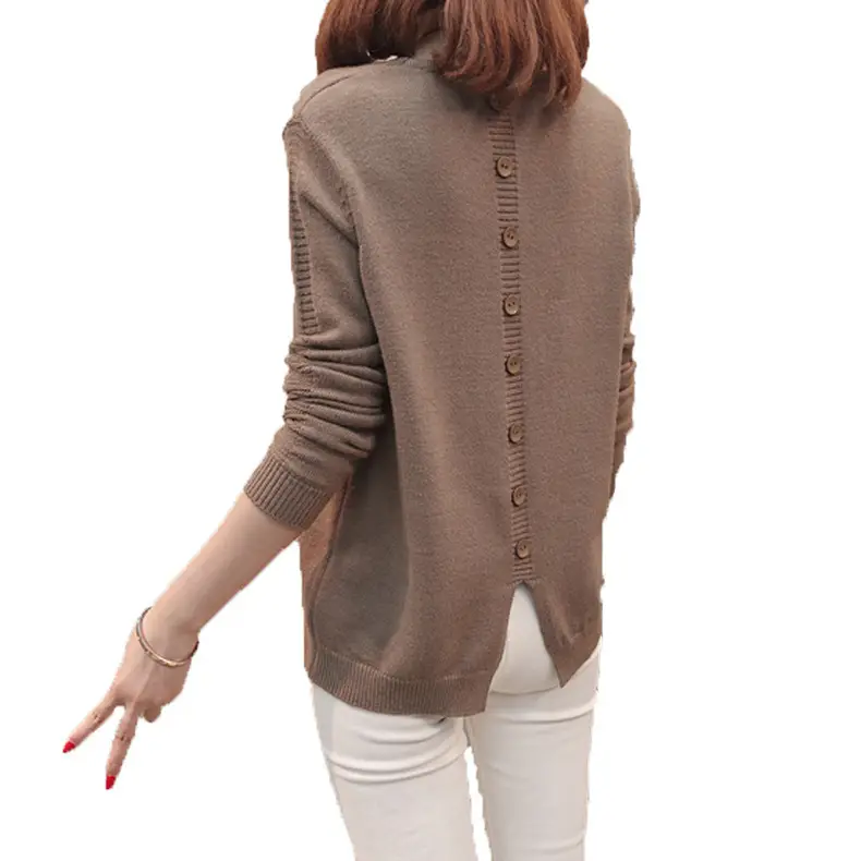 Women's V Neck Knit Pullover Long Sleeve Winter Top