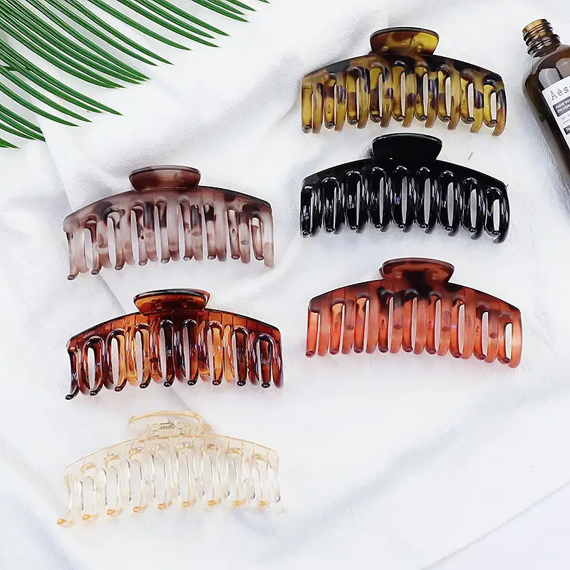 Leopard Print Transparent Grip Hair Clips Shark Clip