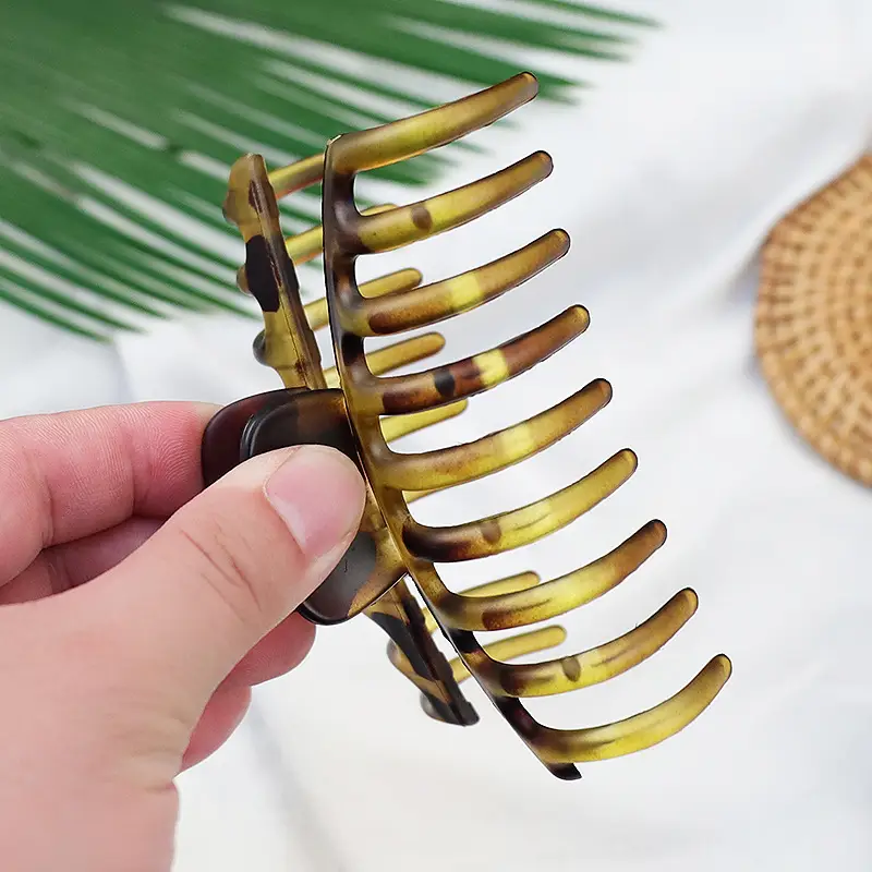 Leopard Print Transparent Grip Hair Clips Shark Clip