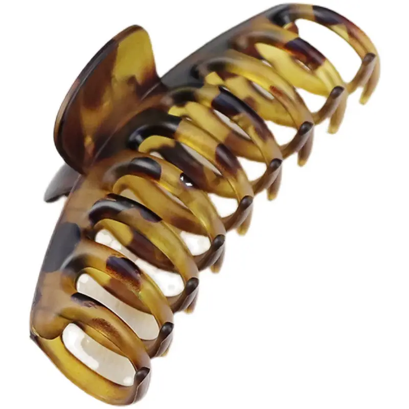 Leopard Print Transparent Grip Hair Clips Shark Clip