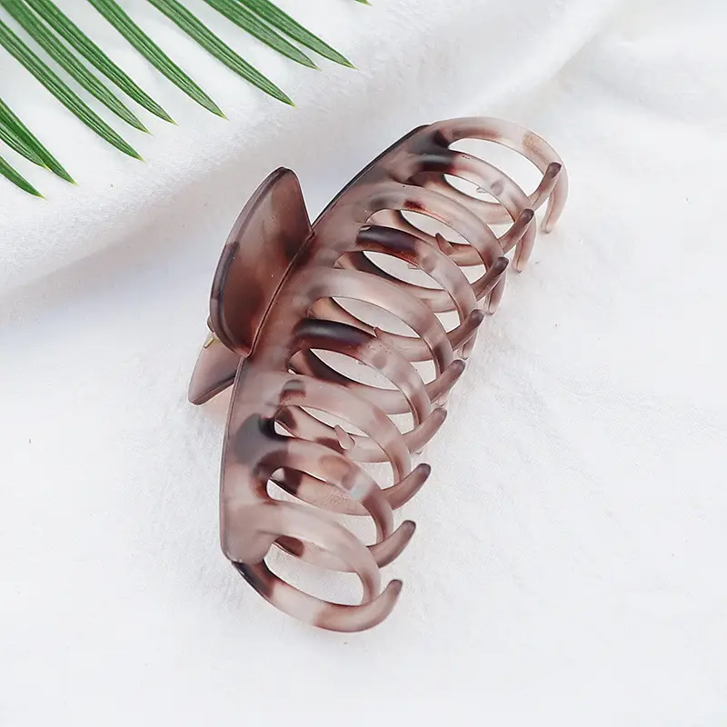 Leopard Print Transparent Grip Hair Clips Shark Clip