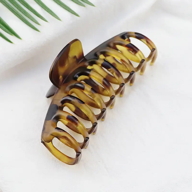 Leopard Print Transparent Grip Hair Clips Shark Clip