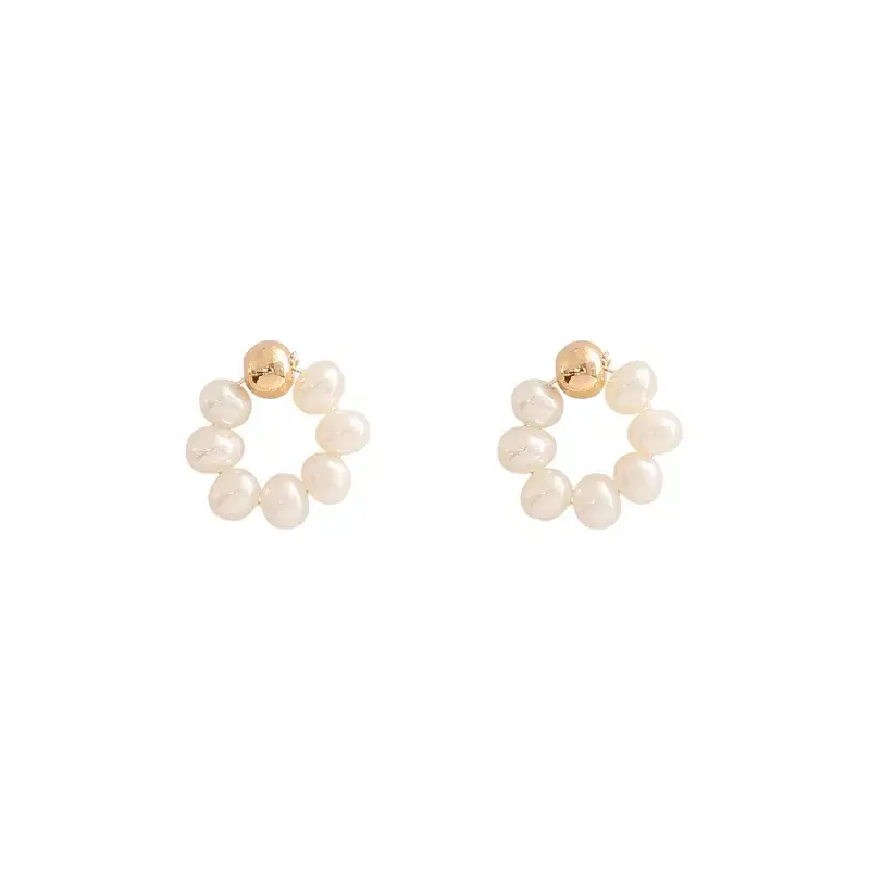 Natural Freshwater Pearl Earrings 925 Silver Pin Earrings 18K Gold - Image 5
