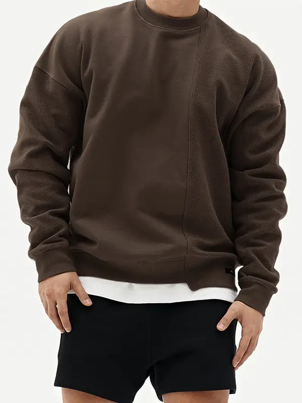 Men Black Sweatshirt Shorts Set Large Size - Image 7